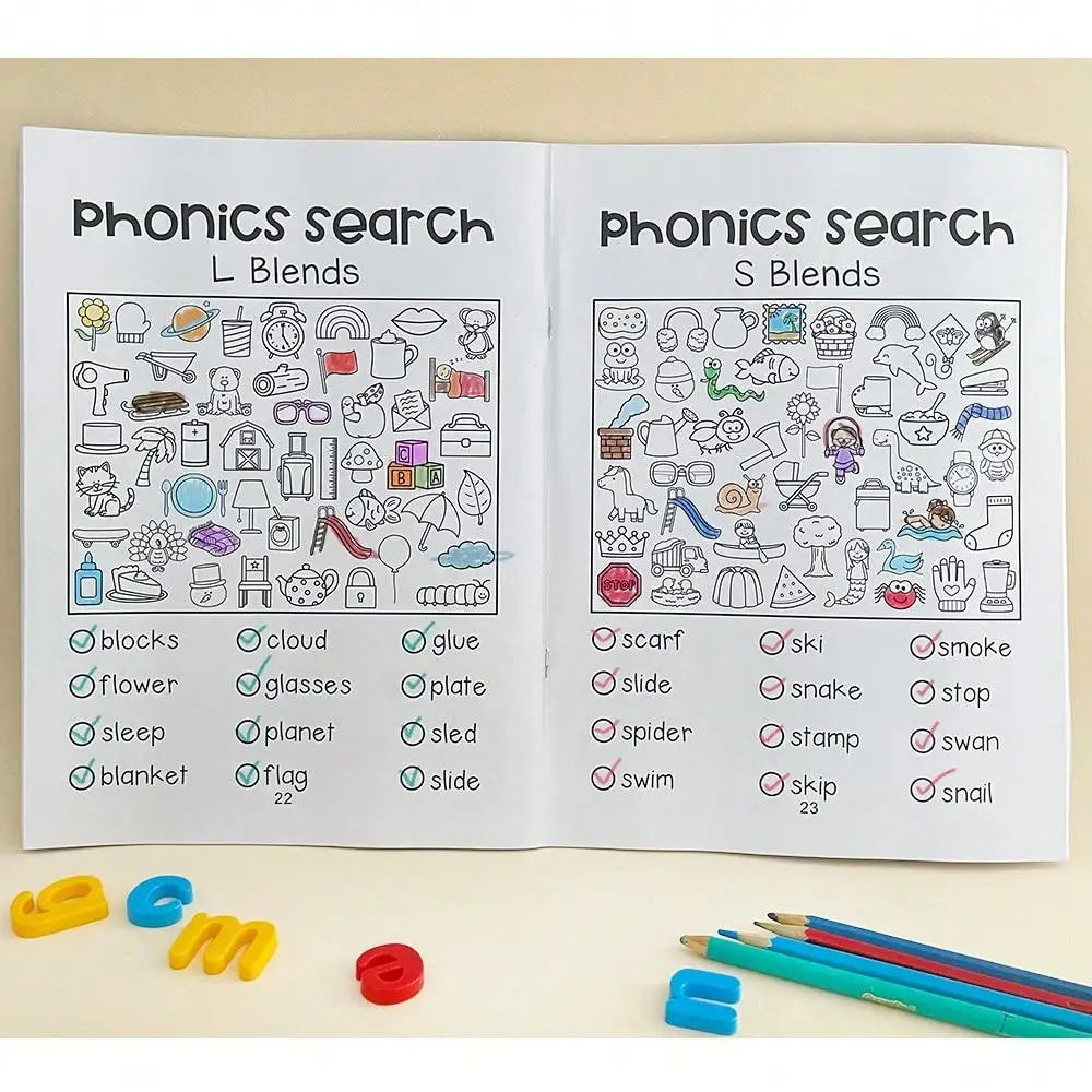 Read and Find Phonics Workbook Preschool and Kindergarten Learning English Teacher Teaching Aids Phonics Practice Montessori