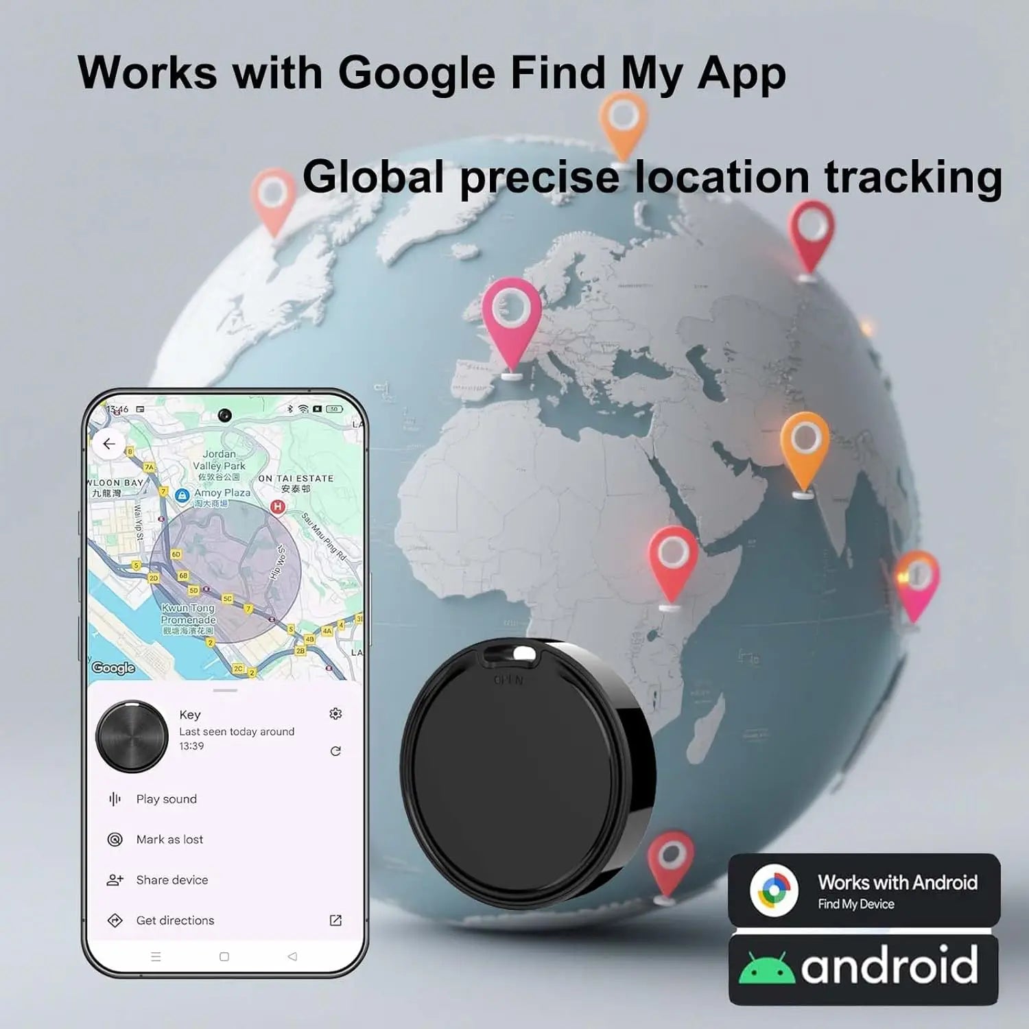 Air Tracker for Android Google Certified Key Finder/Luggage Tracker/Item Locator Compatible with Google Find My Device(Find Hub)