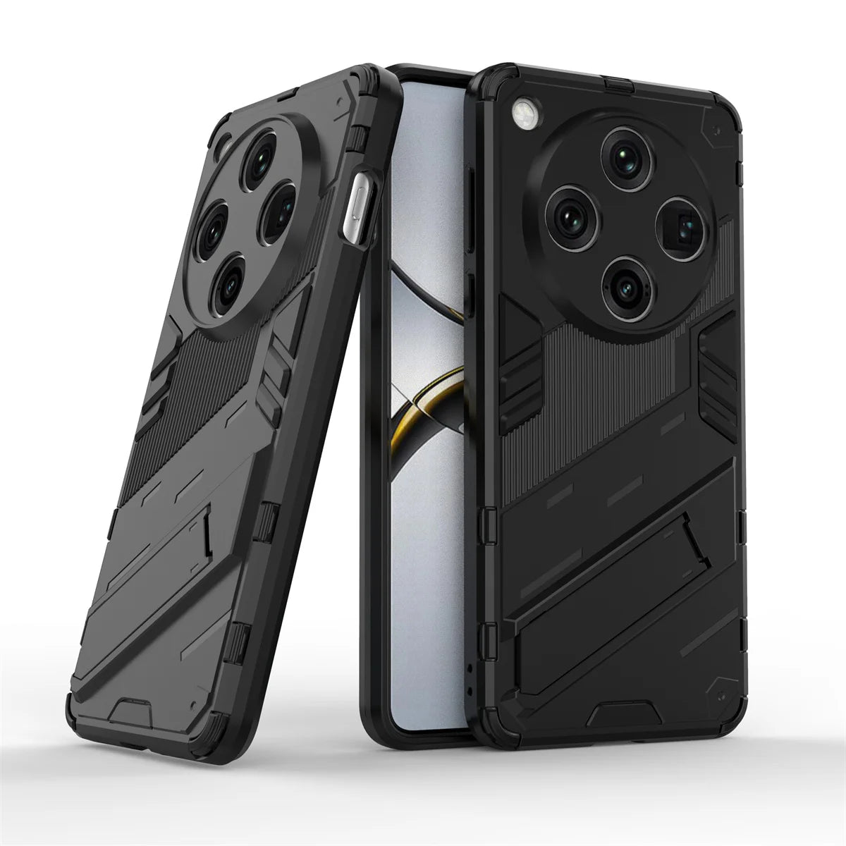 For Oppo Find X8 Pro 5G Case PC+TPU Shockproof Phone Cover with Kickstand - Black