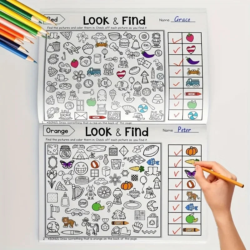 Look and Find Shape/Color Workbook Kids Drawing Notebook Look & Find Shape Game Enhance Visual Perception, Focus and Attention