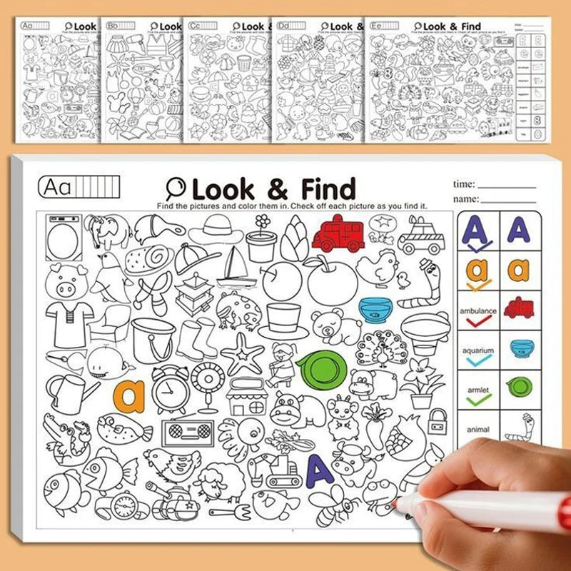 Find the Items: Look & Find - Children'S Observation Skills Training Book: English Fun Same-Letter Coloring Book
