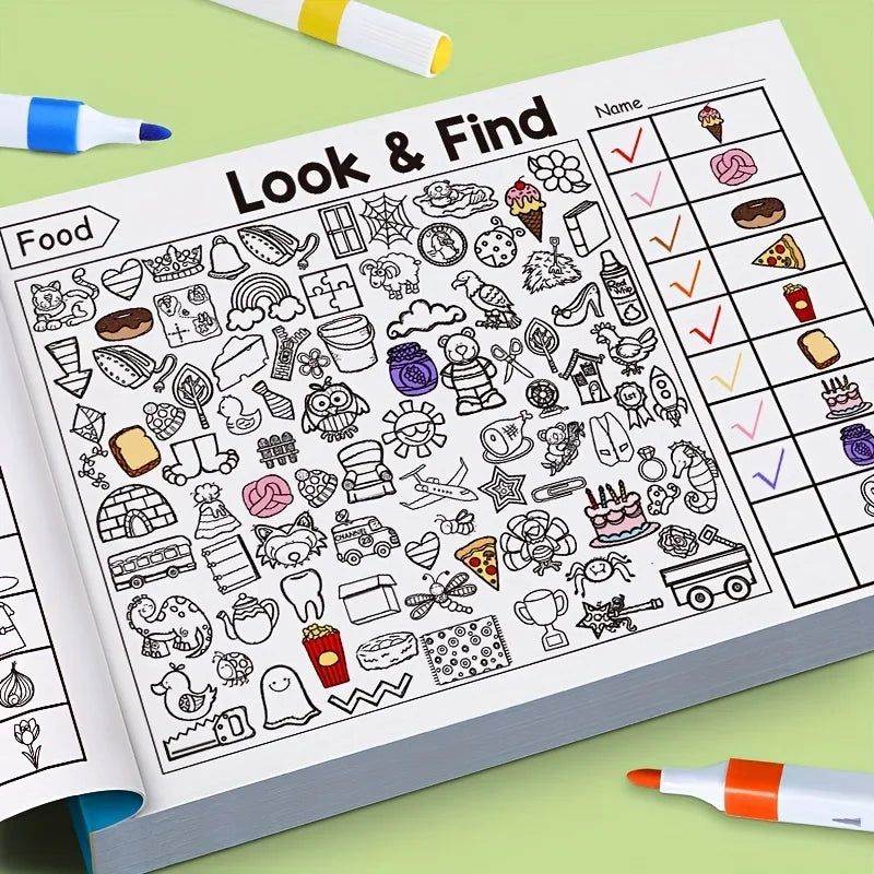Look and Find Shape/Color Workbook Kids Drawing Notebook Look & Find Shape Game Enhance Visual Perception, Focus and Attention