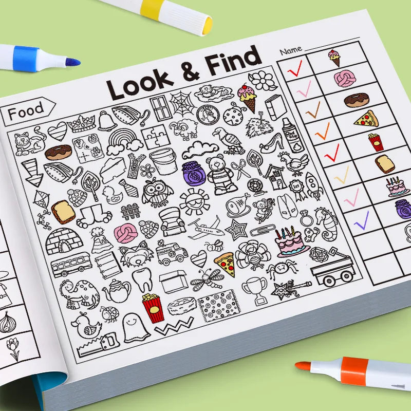 Look and Find Game, Enhance Visual Perception, Shaping Coloring Book, Focus and Attention, Handwriting Exercise Book
