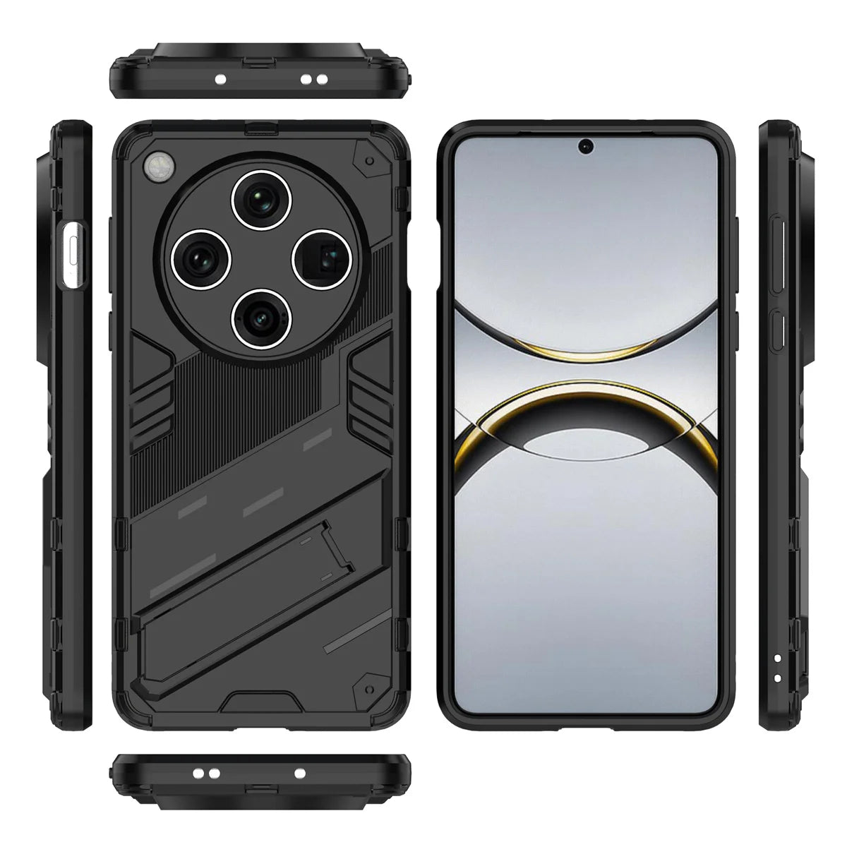 For Oppo Find X8 Pro 5G Case PC+TPU Shockproof Phone Cover with Kickstand - Black