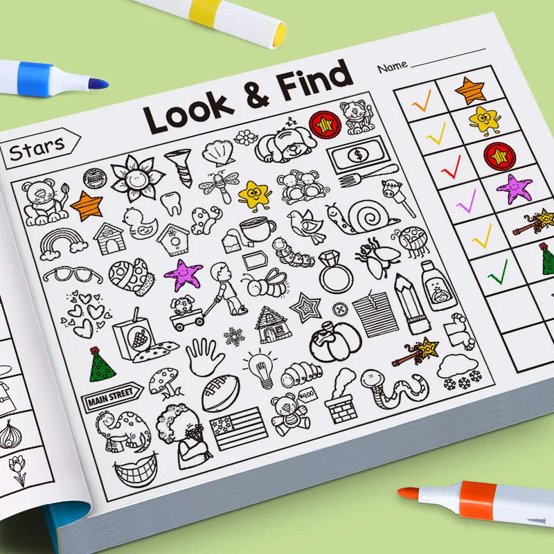 Look and Find Shape/Color Workbook Kids Drawing Notebook Look & Find Shape Game Enhance Visual Perception, Focus and Attention