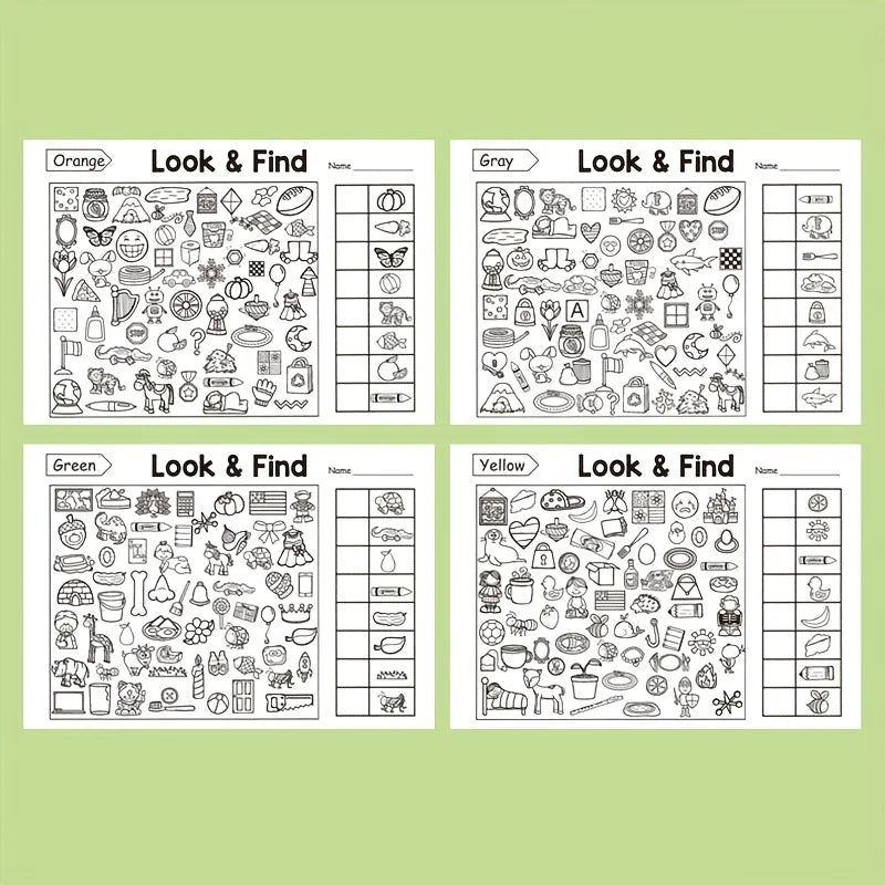 Interactive Seek & Find Coloring Activity Book for Kids with Look & Find Games, Hidden Object Pictures & Matching Exercises - Bo