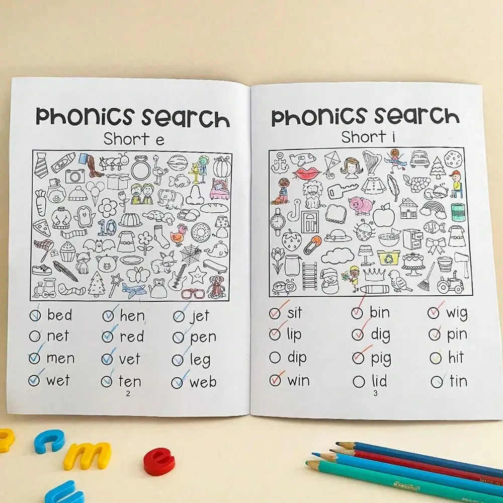 Read and Find Phonics Workbook Preschool and Kindergarten Learning English Teacher Teaching Aids Phonics Practice Montessori