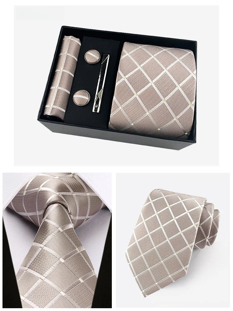 Factory Wholesale Men's Tie Business Dress Wedding Photo Suit Accessories Tie Cufflinks Square Tie Gift Box