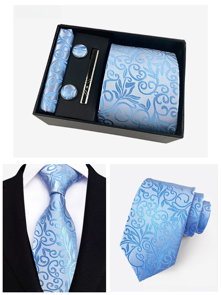 Factory Wholesale Men's Tie Business Dress Wedding Photo Suit Accessories Tie Cufflinks Square Tie Gift Box