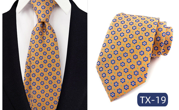 in stock wholesale men's tie jacquard yarn-dyed fabric small floral pattern business casual wedding groom tie