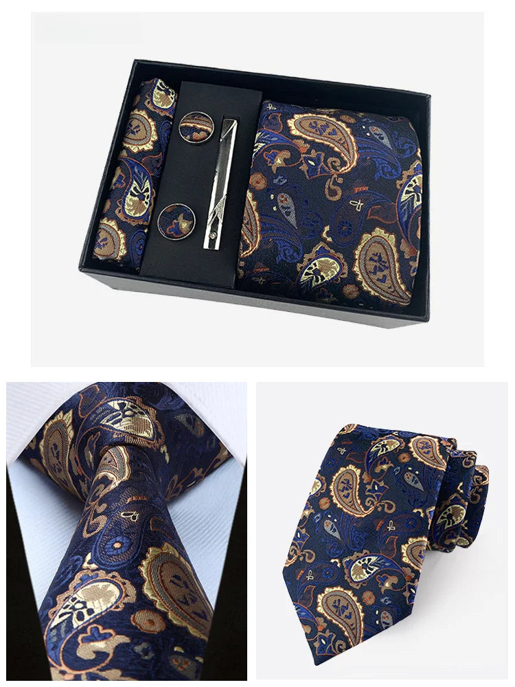 Factory Wholesale Men's Tie Business Dress Wedding Photo Suit Accessories Tie Cufflinks Square Tie Gift Box