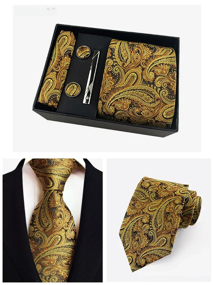 Factory Wholesale Men's Tie Business Dress Wedding Photo Suit Accessories Tie Cufflinks Square Tie Gift Box