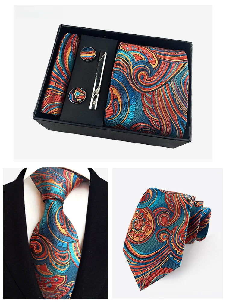 Factory Wholesale Men's Tie Business Dress Wedding Photo Suit Accessories Tie Cufflinks Square Tie Gift Box