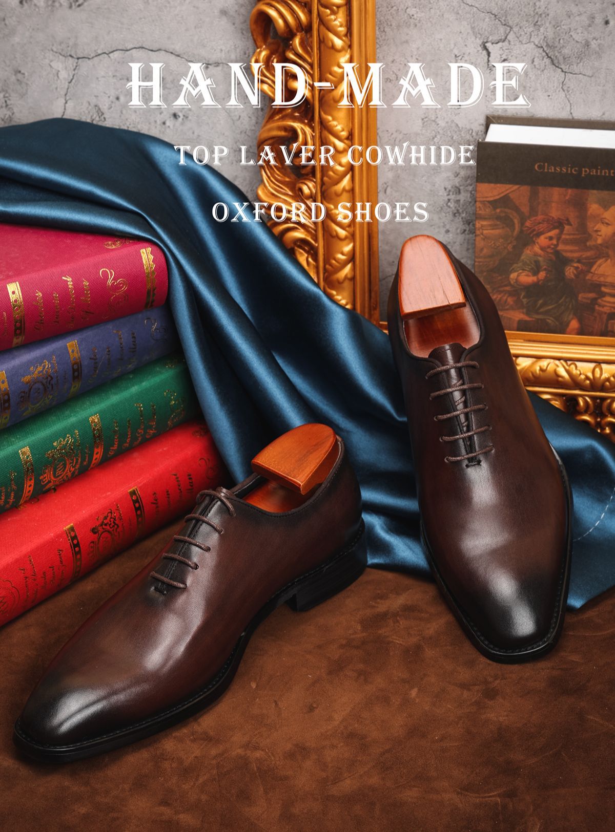 Business Formal Oxford Shoes for Men, Wedding Shoes, First-Layer Cowhide Leather, Carved Design, Gentlemanly British Retro European and American Trendy Shoes