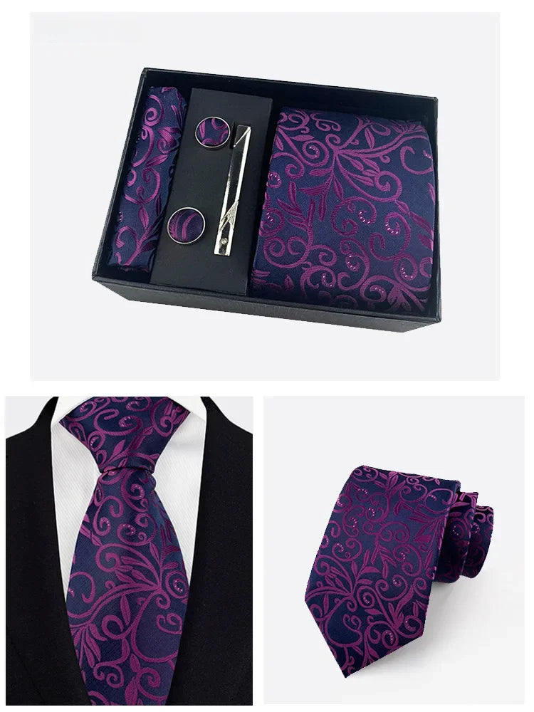 Factory Wholesale Men's Tie Business Dress Wedding Photo Suit Accessories Tie Cufflinks Square Tie Gift Box