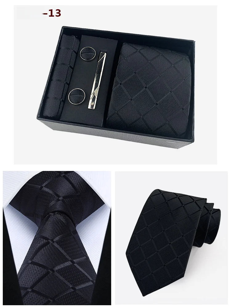 Factory Wholesale Men's Tie Business Dress Wedding Photo Suit Accessories Tie Cufflinks Square Tie Gift Box