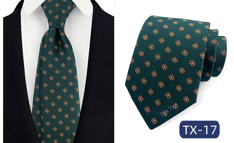 in stock wholesale men's tie jacquard yarn-dyed fabric small floral pattern business casual wedding groom tie