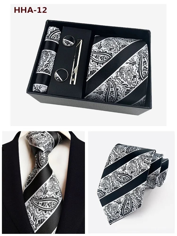 Factory Wholesale Men's Tie Business Dress Wedding Photo Suit Accessories Tie Cufflinks Square Tie Gift Box