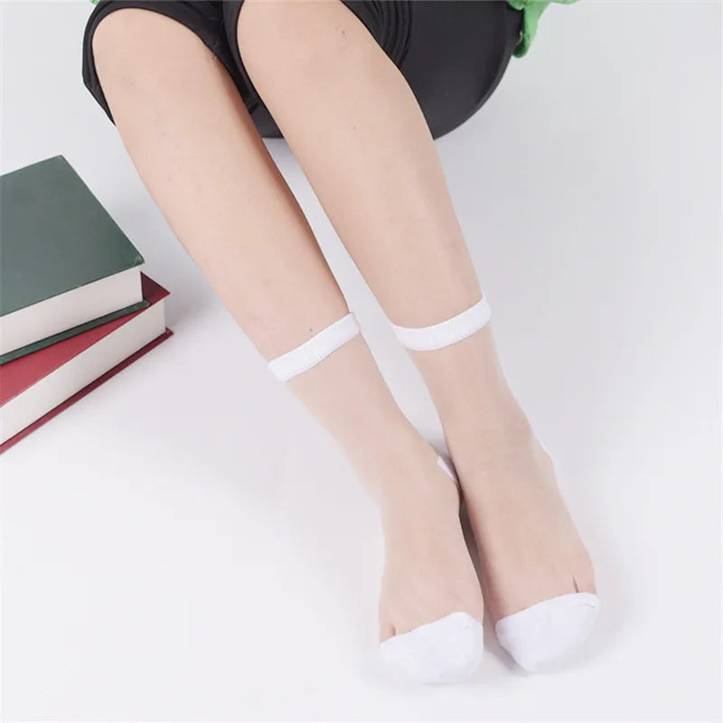 Fashion Sexy Women Socks New Product Crystal Silk Tide Socks Spring Summer Transparent Lace Mesh Fishnet Socks Lady Cool Sox
