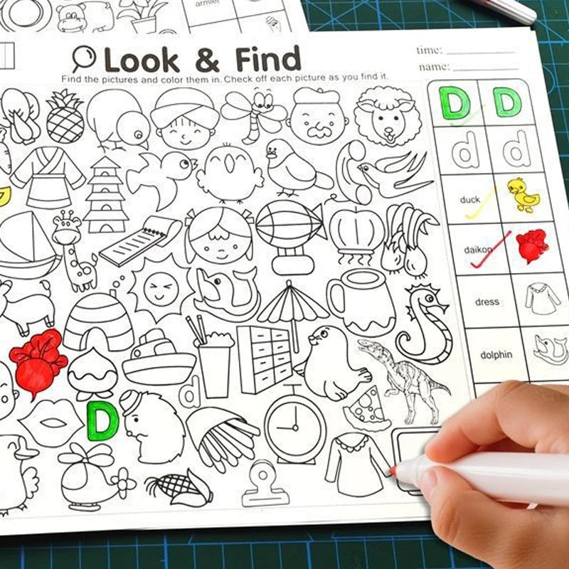Find the Items: Look & Find - Children'S Observation Skills Training Book: English Fun Same-Letter Coloring Book