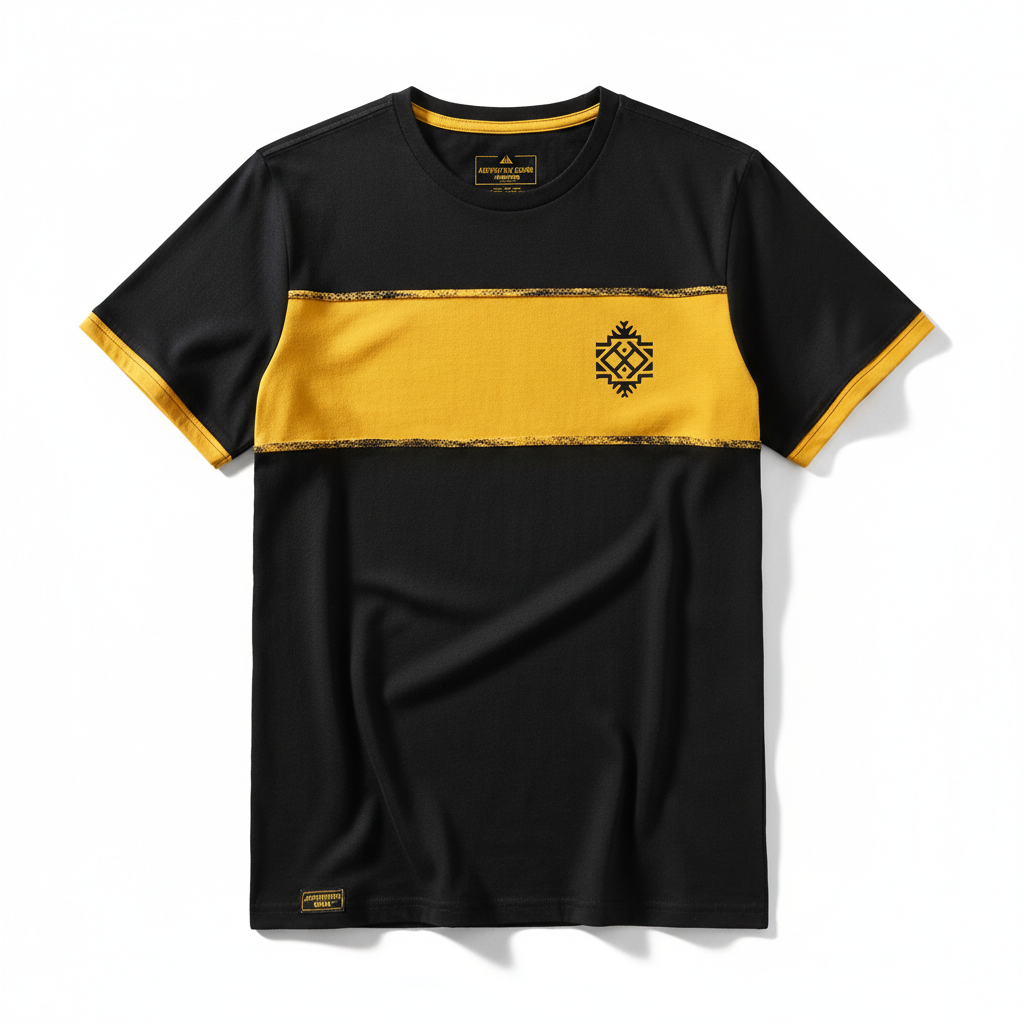 Polera hombre negro amarillo