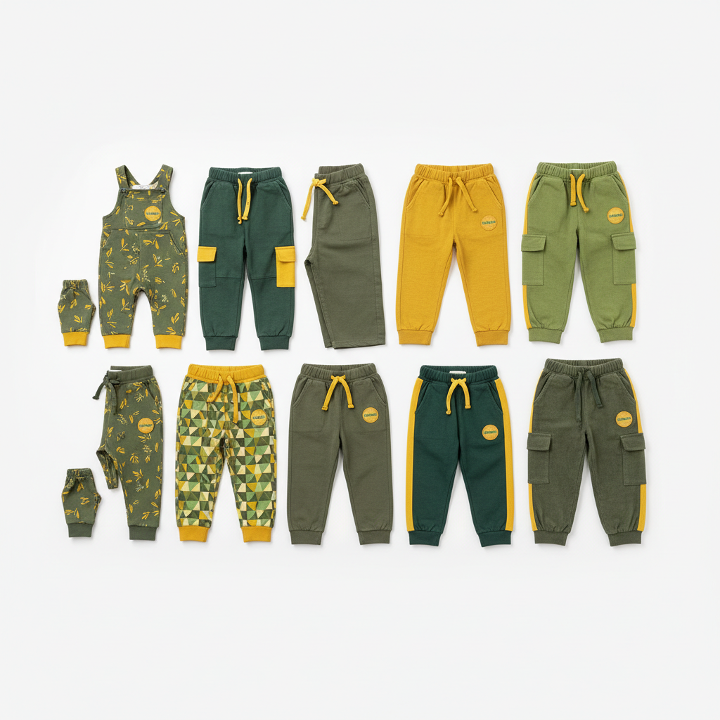 Pantalones niño verde y amarillo